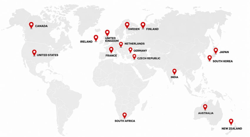 Map of Classpo India sports equipment export destinations worldwide